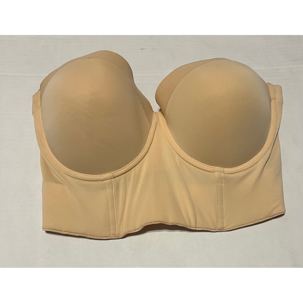 LIVELY The Low Back Strapless Bra Size 34DD Nude Longline Bustier Corset Top